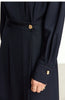 Minimalist French Long-sleeve Shirt Dress for Women Autumn A-line Office Lady Solid Midi Dresses Vestidos 12343290
