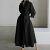 Spring Dress Long Sleeve Solid Color Elegant Maxi Dresses For Women Casual V Neck Shirt Party Long Dress Robe Femme