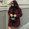 Women's Red Blazers Office Wear Woman Elegant Burgundy Fitted Outerwears Chic Suit Jacket Women's Blazer