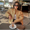Gold Sequins Bomber Jacket For Women Chic Stand Collar Long Sleeve Coat Female Winter Autumn Lady Street Outerwear