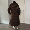 Warm Women's Puffy Quilted Hooded Long Cotton Coat Loose Solid Stand Collar Lace Up Zipper Overcoats Winter Lady Outwear