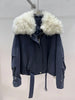 Women Winter Warm Natural Lamb Sheep Fur Collar Goose Down Jackets Thick Coat Outwear Female Puffer Jackets