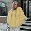 Cool Street Girls Winter Fluffy Fox Fur Jacket Women Casual Round Neck Faux Fur Coat Chic Thick Warm Outerwear