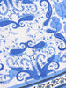 Boho White Blue Totem Print Bow Lacing up Neck Long Straight Dress Women Viscose Cotton Full Sleeve Maxi Robe Holiday