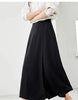 Black Wide-Leg Pants Autumn Flowy Ankle-Length Side Zipper Detail Trousers Office Lady Commuter Bottoms A1738