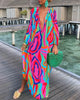 Autumn Women's Print Casual Dress V-neck Long Sleeve Loose Holiday Party Long Dresses For Women Robe Femme