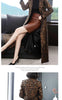 High End Leopard Coat Women Spring Autumn Korean Slim Long Trench Coat Female Windbreaker With Belt Mother Outwear 4XL