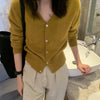 Korean version of autumn cashmere V-neck cardigan women loose short solid color sweater knit sweater simple coat
