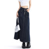 High Waist Denim Skirt Women Autumn Single Buttons Long Skirt Women Korean Style Casual Jeans Skirts Womens