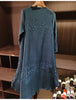 Embossed Pleated Women's Dress Spring Loose Simple Solid Color Long Sleeve Famale Clothing 2DB6616
