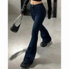 Lady Retro High Waist Flared Jeans Girls Stretch Thin Slim Fit Denim Pants Women Korean Leisure Solid Trousers