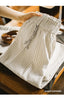 Women's Striped Straight Wide Leg Trousers Old Money White Cotton Linen Texture Thin Breathable Loose Casual Daily Bottoms
