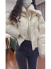 Autumn Winter Women Fake Two Pieces Padded Jacket Turn-down Collar Crop Down Jacket Korean Thick Parkas Outwears Designer