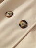 Khaki Lace Up Cape Trench Coat Loose Solid Full Sleeve Lapel Windbreaker Autumn Commute Casual Daily Coats