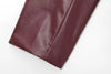 Wine Red Faux Leather Jakcet Outerwear Thicken Zipper Lapel Pu Coats Autumn Winter Streetwear Ladies Tops Women