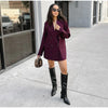 Solid Wine Red Blazer Jacket For Women Elegant Double Breasted Suit Coats Female Lapel Long Sleeve Office Lady Outerwear