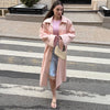 Street Solid Stand Collar Long Women's Trench Coat Loose Full Sleeved Single Breasted Pocket Windbreaker Autumn Lady Coats