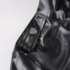 Women Fitted Black Faux Leather Biker Jacket Slim Waist Zip Up Moto Coat Y2K Streetwear
