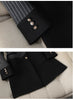 Women Stripe Stitching Woolen Blazer Coat Long Sleeve Jacket Office Ladies Work Wear Blazers Female Windbreakers Outerwear