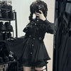 Japanese Gothic Y2k Lolita Style Bow Dress Shorts Set Women Lace Ruffles Off Shoulder Button Shirts Dress Sweet Slim Party Dress