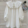 Dresses for Women Ruffles Peter Pan Collar Long Sleeve Oversized Robe Femme A-line Sweet Shirt Dress Vestidos De Mujer