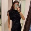 Sequin Mini Dress for Women Elegant O-Neck Fly Sleeve Shiny Short Dress Female Chic Club Evening Party Vestidos