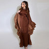 Eid Muslim Abaya Women Dress Satin Bat Sleeve Vestidos Largos Party Dresses Arab Long Robe Morocco Dubai Kaftan Silky Jalabiya