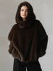 Women's Faux Fur Coats Hooded Patchwork Zipper Cropped Jackets Street Female Lantern Long Sleeves Loose Autumn Winter Outerwears