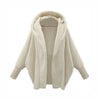 Autumn and Winter Plush Jacket for European and American Women, Solid Color Long Sleeved Hooded Loose Plush Jacket for Women