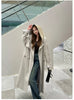 Spring Autumn Long Oversized Light Khaki Trench Coat for Women with Hood Double Breasted Loose Casual Overcoat