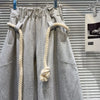 Women Personalized Woven Hemp Rope Belt Loose Wide-leg Casual Pants Bloomers