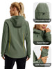 Womens Fleece Lined Softshell Jacket Waterproof Hiking Coat with Hood Thumbholes Lightweight Windproof Full Zip Jacket