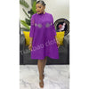 Autumn and Winter Africa Women's Clothing Solid Color Splicing Dress Pleated Loose Women's Cardigan Dresses