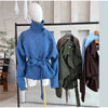 Chic Green Suede Lace Up Jackets Women Loose Stand Collar Belt Long Sleeve Buttons Coats Autumn Winter Lady Outwear