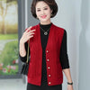 Women Knitted Cardigan Vest Jacket Spring Autumn Solid Color V-Neck Ladies Coat Middle Aged Mother Lady Sweater Waistcoat