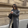 Elegant Solid Women Long Coat Single Breasted Turn-down Collar Loose Full Sleeve Lady Coats Spring Lady Street Outwears