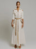 Women Cargo Zipper Fly Dress Pockets Turn Down Collar Long Sleeve High Street Cut Out Button Long Dress with Belt Casual Dresses
