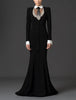 High Street Designer Formal Dresses Women's Shirt Collar Diamonds Beaded Maxi Long Dress