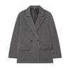 Women's Blazer Office Lady Long Sleeve Double-breasted Mid-length Casual Suit Coat Elegant Simple Stylish Outerwear