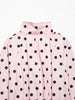 Women Elegant Polka Dot Pink Jacket Single Breasted High Collar Drawstring Coat Spring Lady Street Outwear