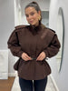 Women's Chic Waist-cinching Short Trench Coat Solid Long Sleeve Shoulder Pad Cropped Jackets Autumn Street Commute Outwear