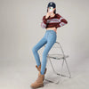 Women's Slim Skinny Jeans Comfortable Stretch Casual Solid Colours Pencil Pants Female Black Denim Trousers