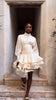 Cream Victorian-inspired Short Dress Women Chic Puff Sleeve Ruched Tiered Waist Cinching Party Dresses Lady Vestidos