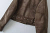 Spring Women's Brown Suede Short Jacket Loose Lapel Zipper Long Sleeve Motorcycle Coat Female Lady High Street Outwear