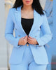 2Pcs Women's Solid Color Suit + Trousers Two-Piece Set Slim Fit Business Double Breasted Formal Female Clothes Outfit