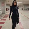 Women Spring Autumn Long Sleeve Streetwear Bodycon Black Midi Dress Items For Business