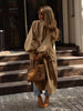 Women's Brown Stand Up Collar Long Long Trench Coat Lantern Sleeve Side Slit Loose Windbreaker Spring Autumn Coat