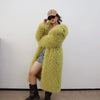 Colorful Fahionable Faux Fur Mongolian Jacket Long Tailored Collar Plush Winter Coat for Women Elegant Loose Fit Outerwear