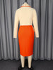 Women Elegant Color Block Elegant Dresses Turn Down Collar Long Sleeves Asymmetric Hem High Waist Slim Party Office Lady Gowns