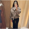 Plaid Short Trench Coat Women Lapel Collar Double Breasted Belted Waist Long Sleeve Loose Jacket Autumn Casual Chic Coats